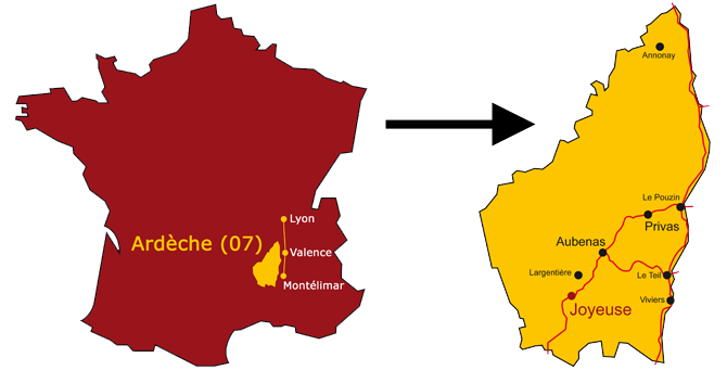 Map France &amp; Ardeche